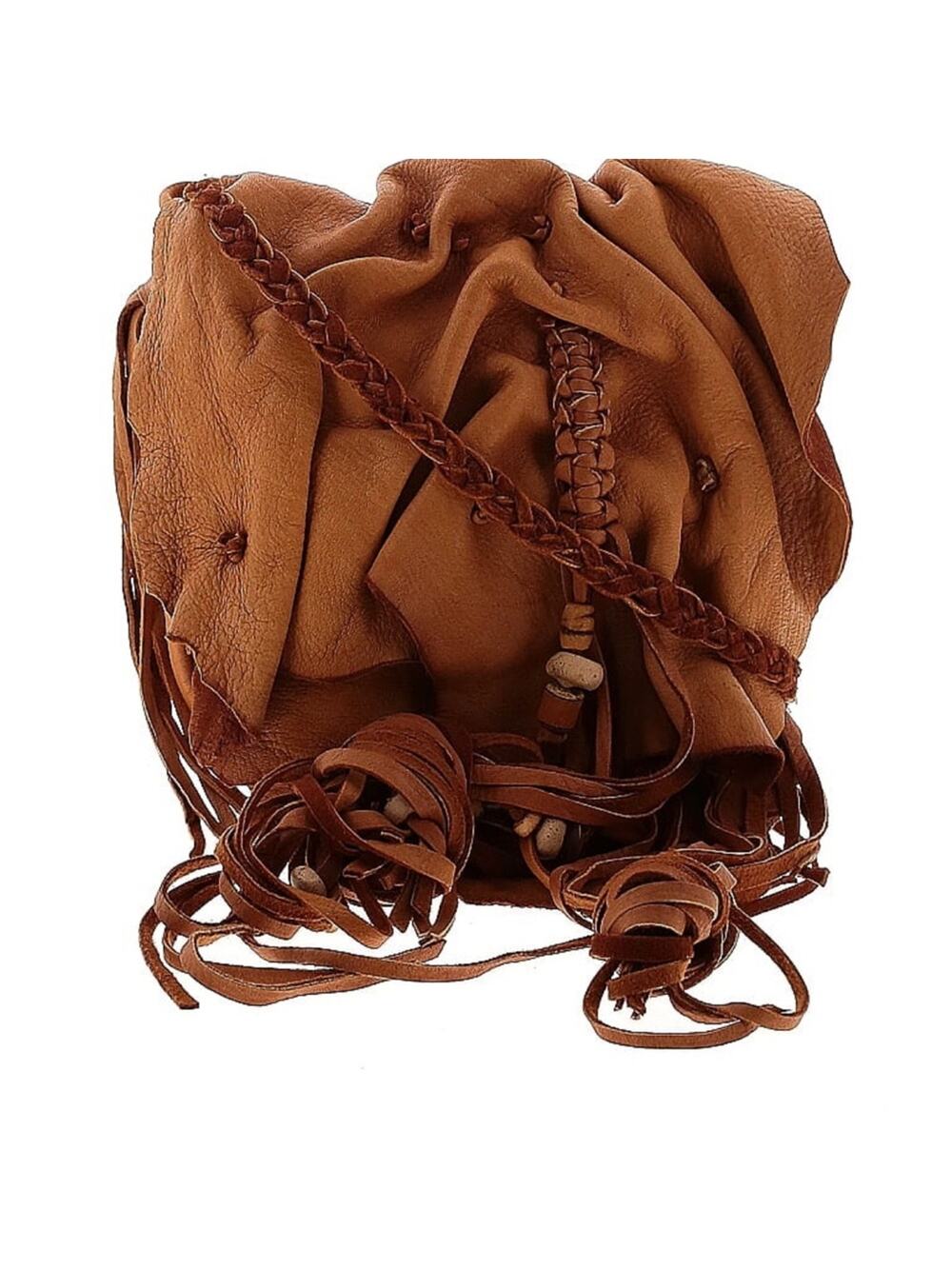 Vintage handmade Carol Kotozre deer skin leather fringe bag